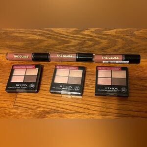 6 piece Revlon eyeshadow quad 505 Decadent/Super Lustrous The Gloss 215 Natural